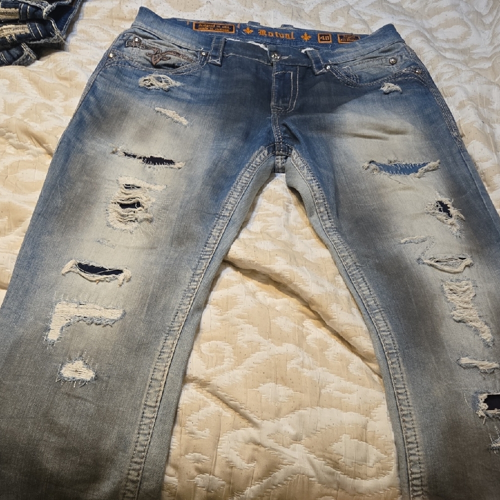 Rock Revival Light Blue Distressed Straight Jeans